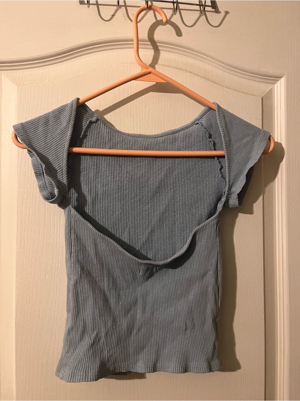 Women’s Ribbed Back Blue T Shirt Aerie